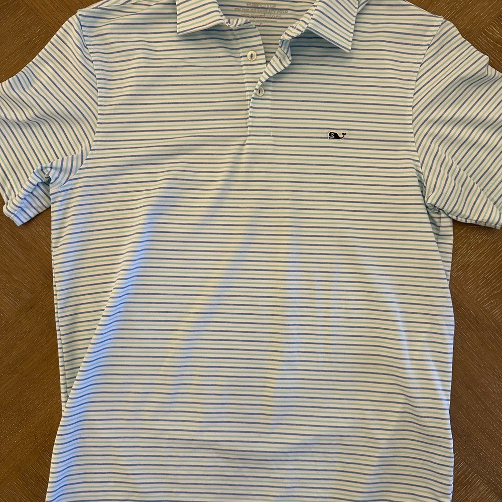 Vineyard Vines Blue and White Striped Polo Shirt men’s small
